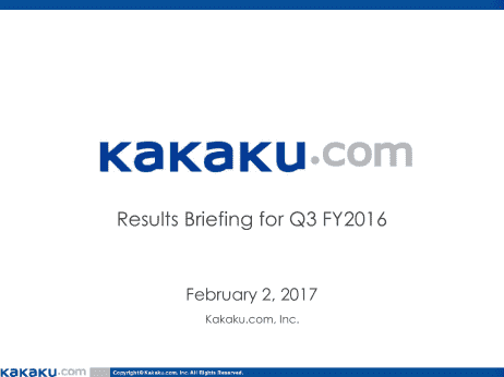 Results Briefing for Q3 FY2016
