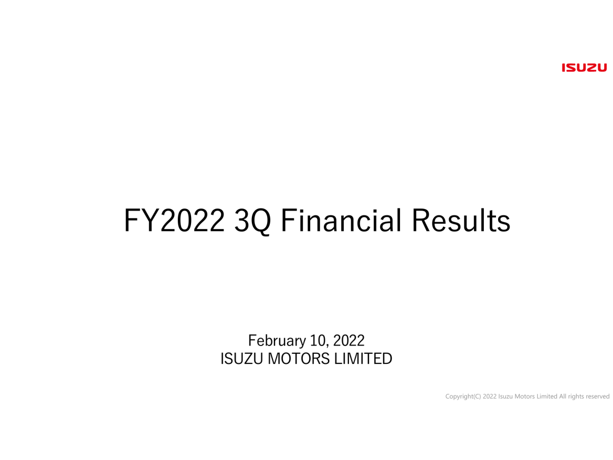 FY2022 3Q Financial Results