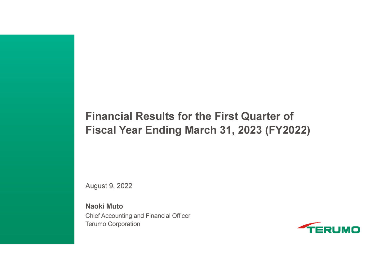 Financial Results for the First Quarter of Fiscal Year Ending March 31, 2023 (FY2022)