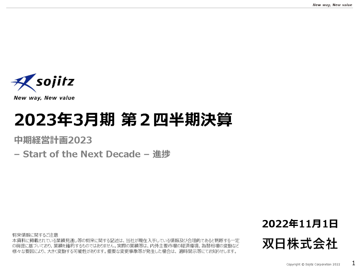 2023年 3月期 第2四半期 決算 中期経営計画2023 - Start of the Next Decade 進捗 -