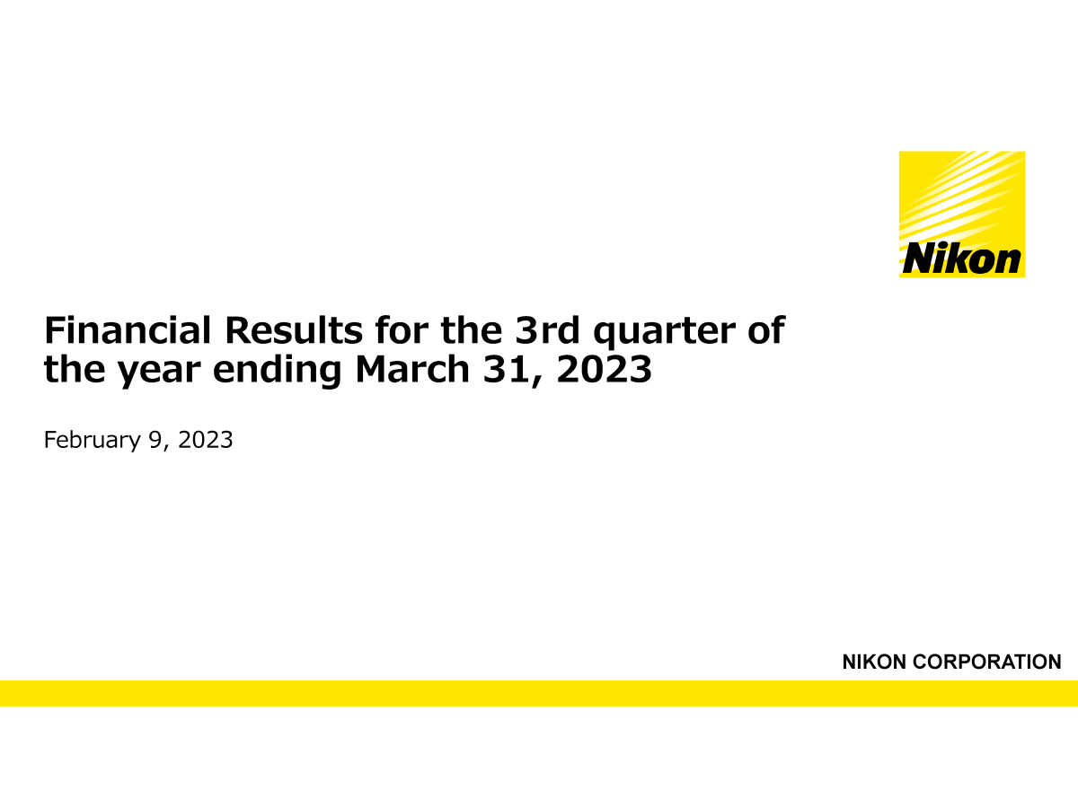 Financial Results for the 3rd quarter of the year ending March 31, 2023