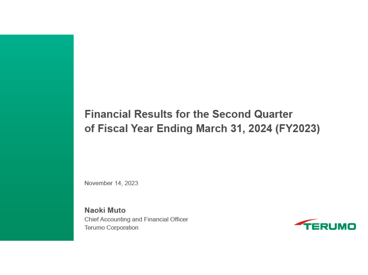 Financial Results for the Second Quarter of Fiscal Year Ending March 31, 2024 (FY2023)